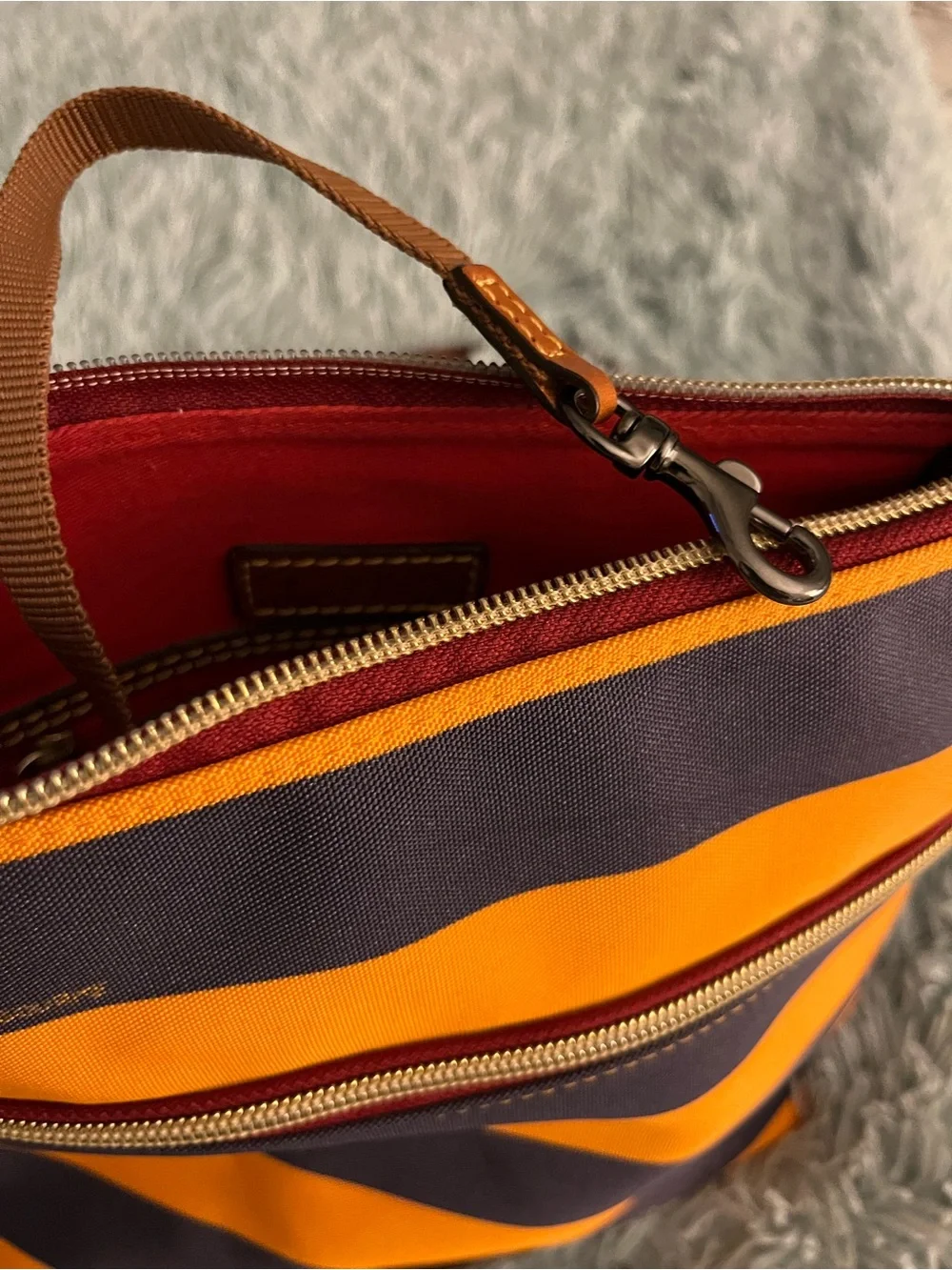 Dooney & Burke Crossbody Bag EUC Orange/ Navy Stripe